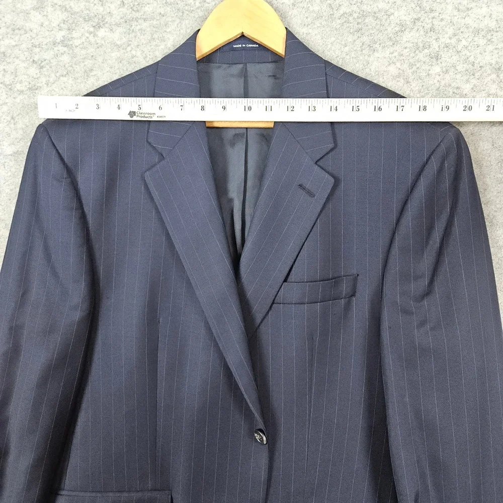 Chaps Ralph Lauren Men's Navy Blue Pinstripe Wool/Cashmere Blazer Size 44R FLAWS